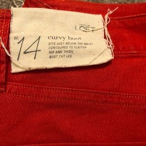 NWT Loft Orange Corduroy Pants